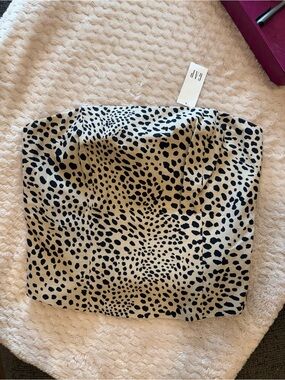GAP | Cheetah Linen-Blend Strapless Corset Crop Top XS NWT